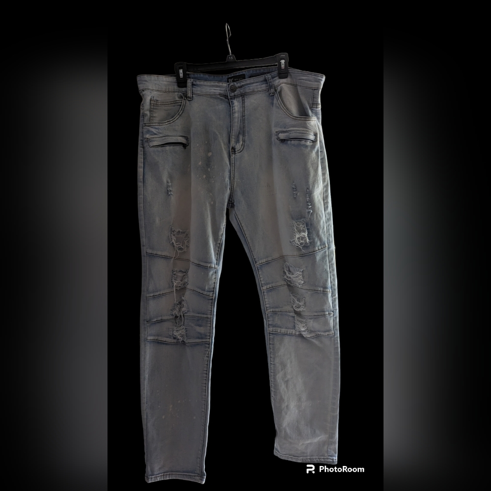 Waimea Men's Size 42 Denim Jean Motorcycle Bike Paint Splattered Distressed